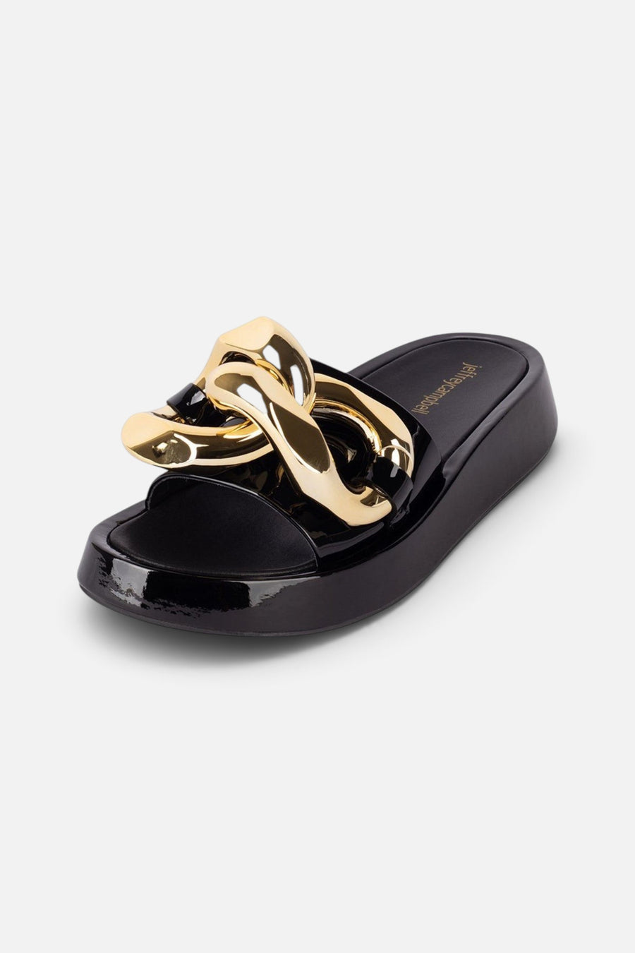 Jeffrey Campbell Epirus Platform Sandal in Black Patent Gold – back view