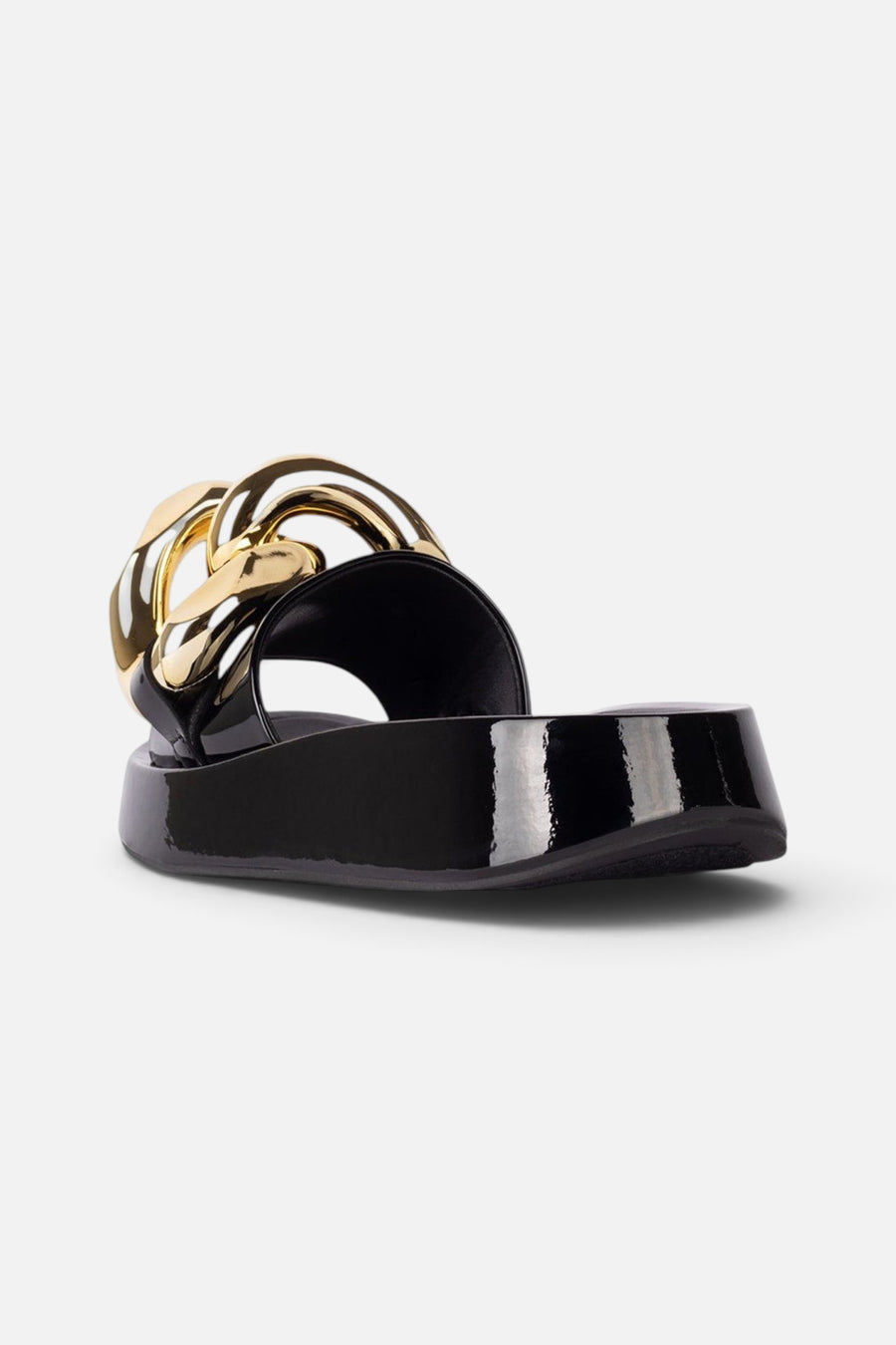 Jeffrey Campbell Epirus Platform Sandal in Black Patent Gold – side view