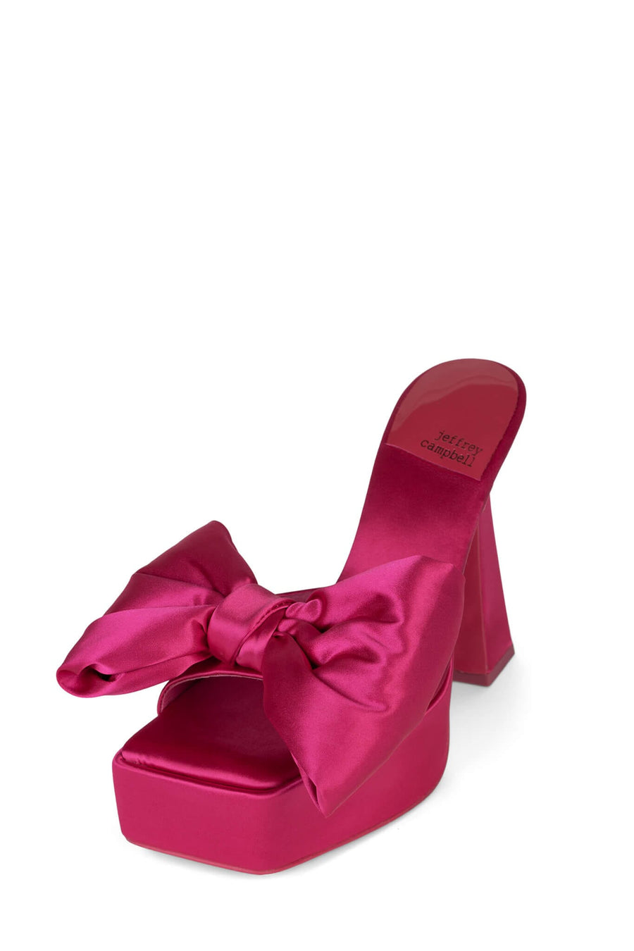 Jeffrey Campbell Gazenia Platform Bow in Fuchsia Satin – back view