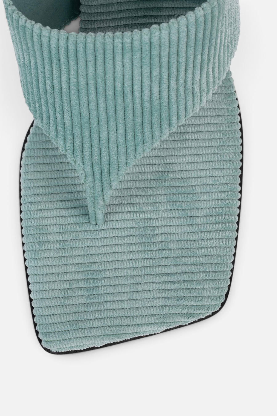 Jeffrey Campbell Heatin-Up Heels in Mint Corduroy – flat lay