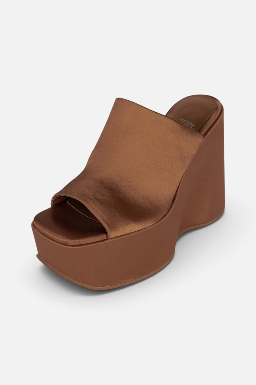 Jeffrey Campbell High-Up Platform Mule in Copper Satin – back view