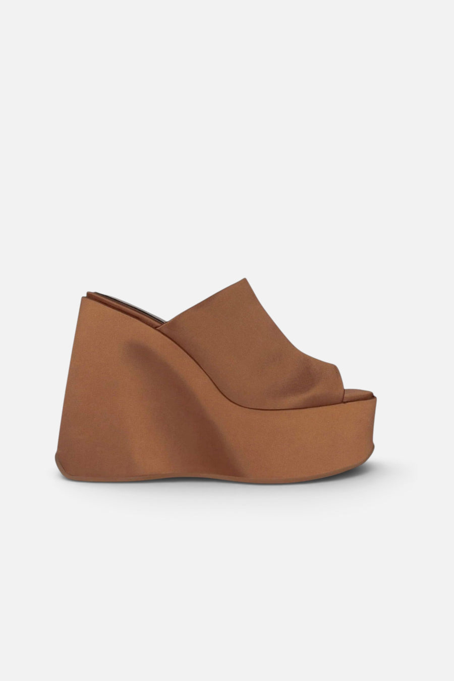 Jeffrey Campbell High-Up Platform Mule in Copper Satin – side view