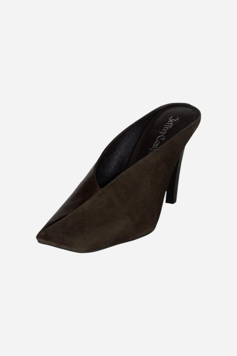 Jeffrey Campbell Hoof-It in Coffee Suede Combo – back view