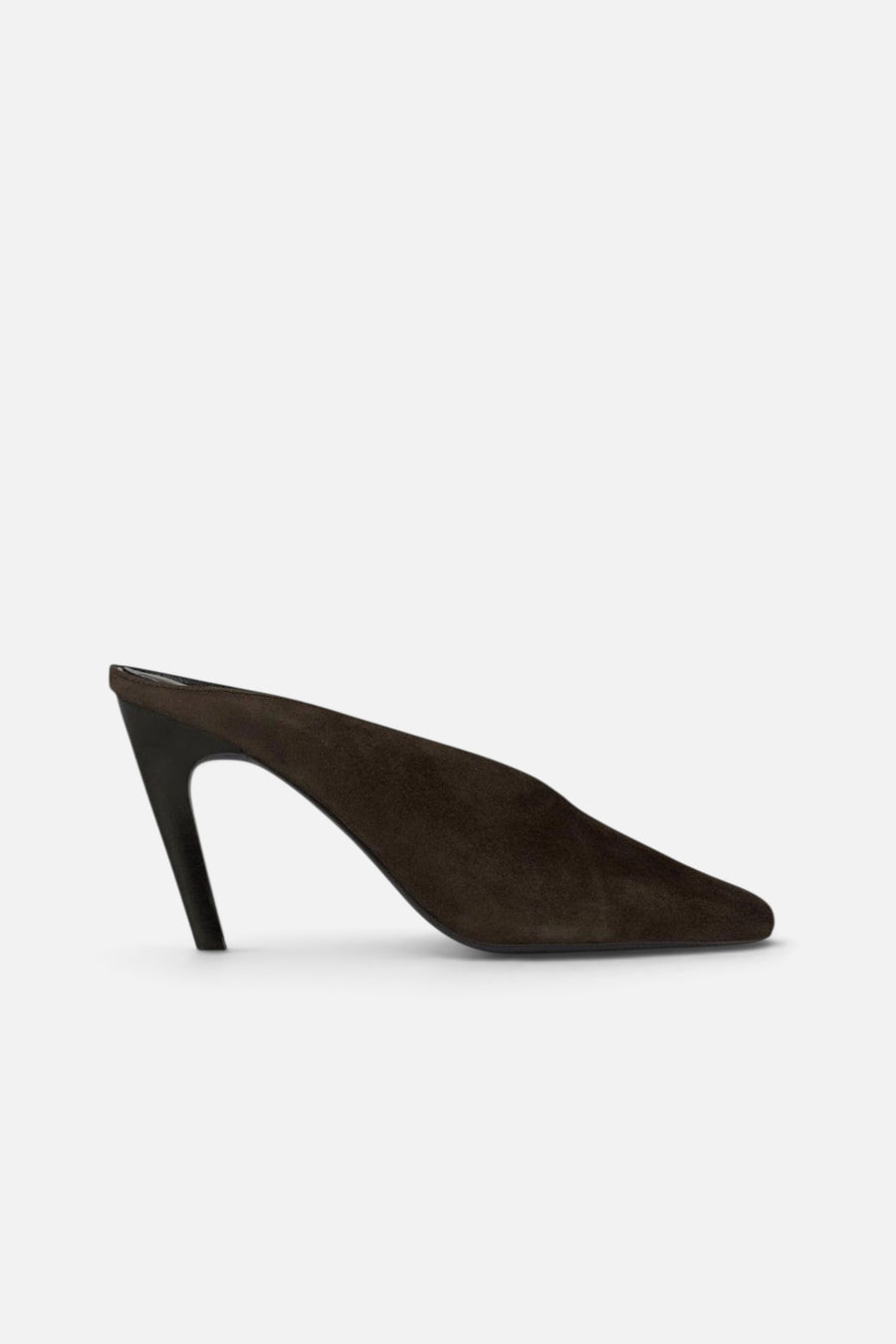 Jeffrey Campbell Hoof-It in Coffee Suede Combo – side view