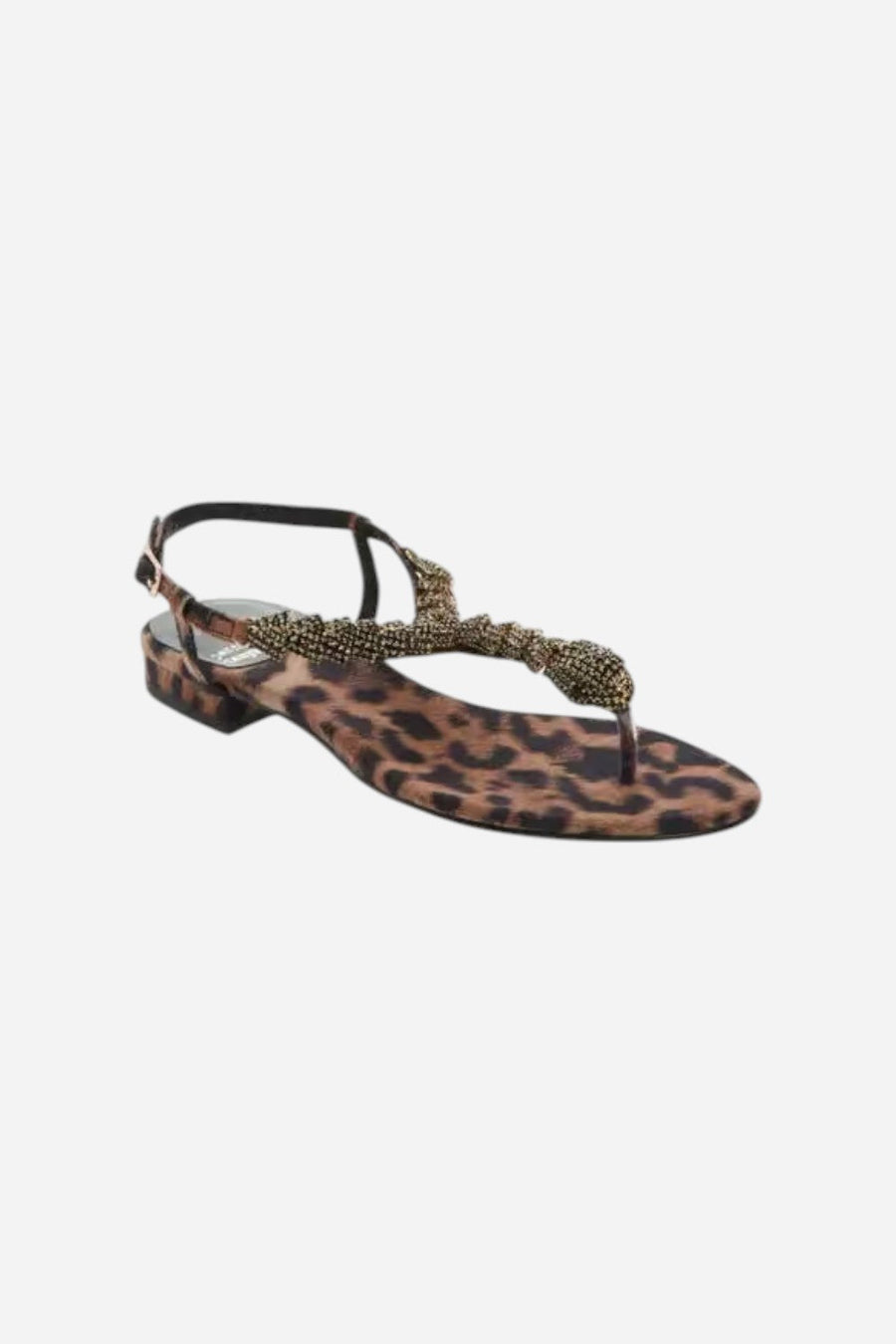 Jeffrey Campbell Kaa Snake Sandal in Black Beige Cheetah Satin – back view