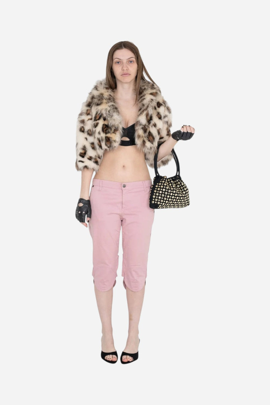 Jeffrey Campbell Lil-Brat in Black Suede Gold – flat lay