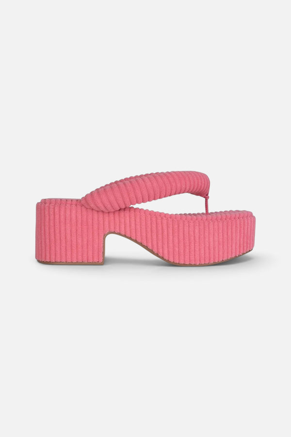 Jeffrey Campbell Luau-2 Platform Sandal in Pink Stripe Terry Cloth