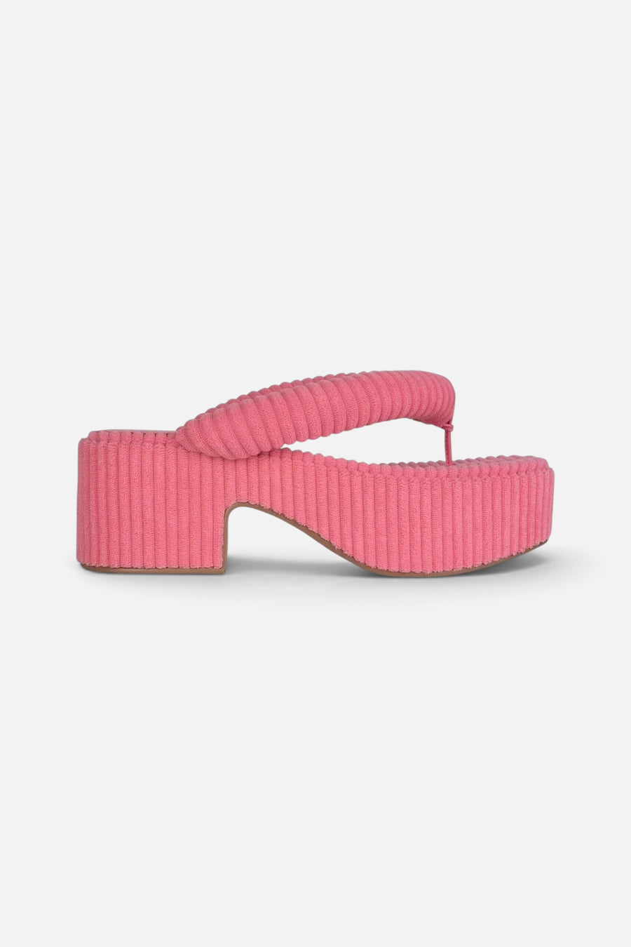 Jeffrey Campbell Luau-2 Pink Stripe Terry Cloth Platform Sandals – front view
