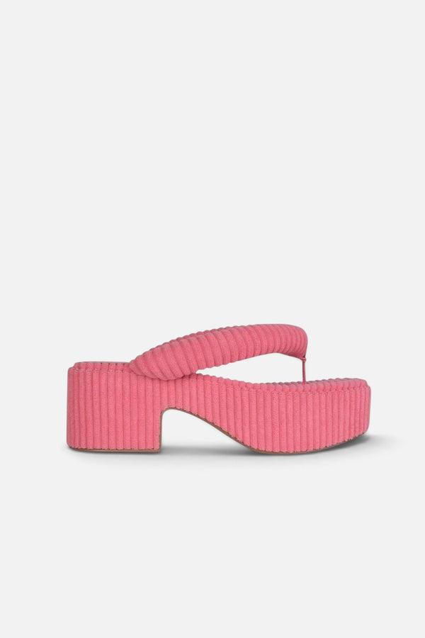 Jeffrey Campbell Luau-2 Platform Sandal in Pink Stripe Terry Cloth