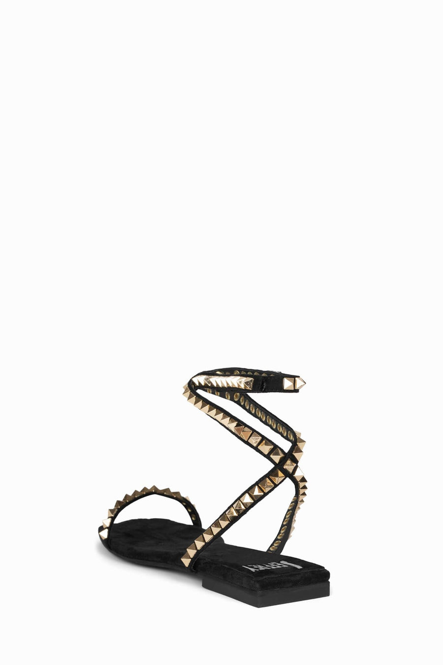 Jeffrey Campbell Luxor Ankle Sandals in Black Suede Gold – detail