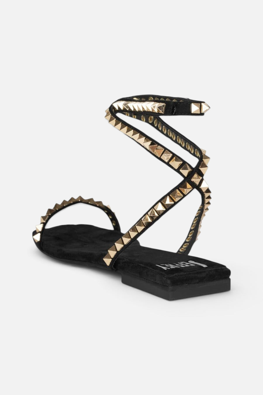 Jeffrey Campbell Luxor Ankle Sandals in Black Suede Gold – detail