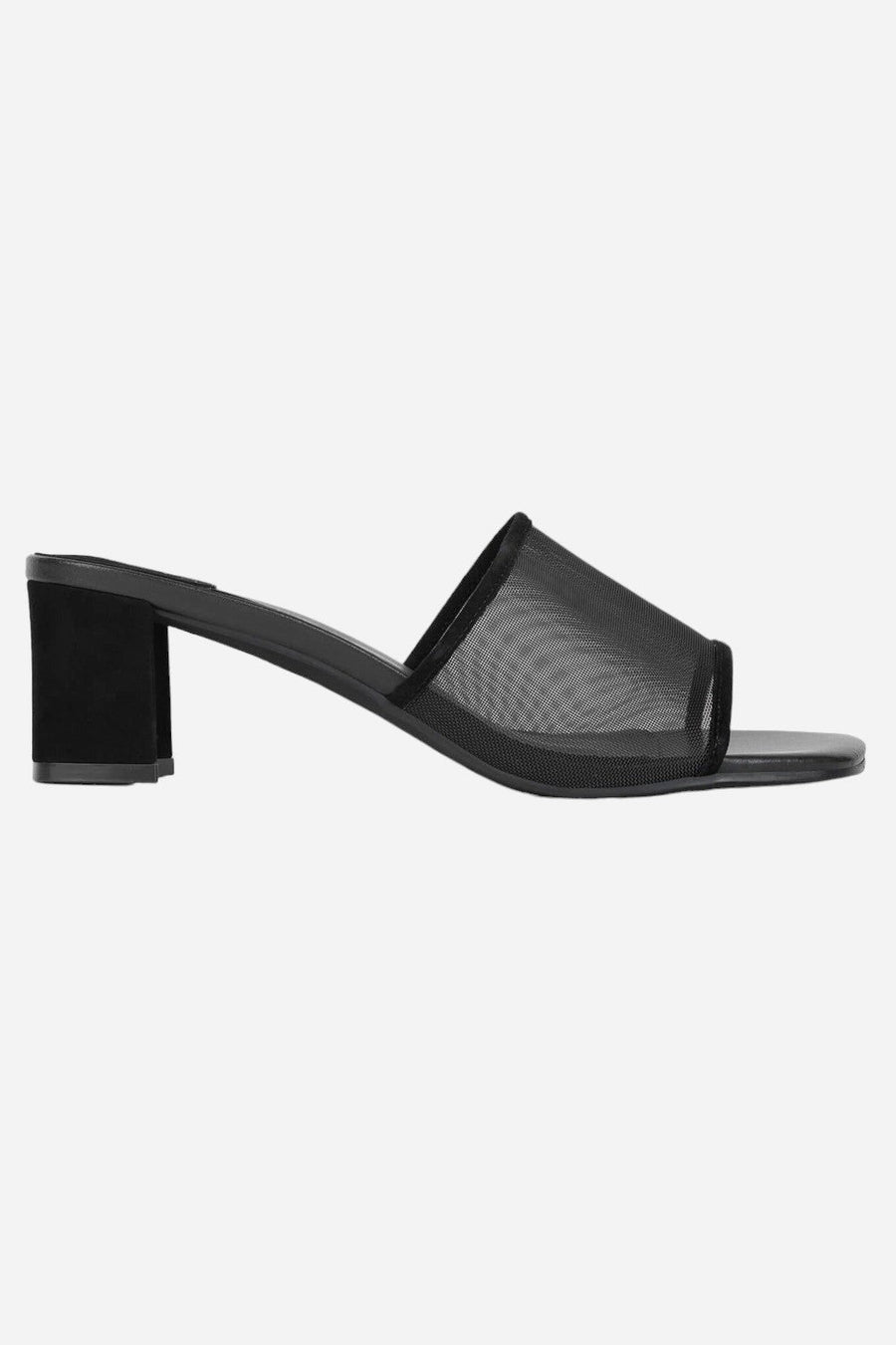 Jeffrey Campbell Malinin Mesh Sandals in Black Suede Combo – front view