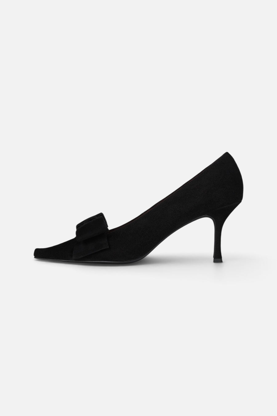 Jeffrey Campbell Manors Heel in Black Suede – front view
