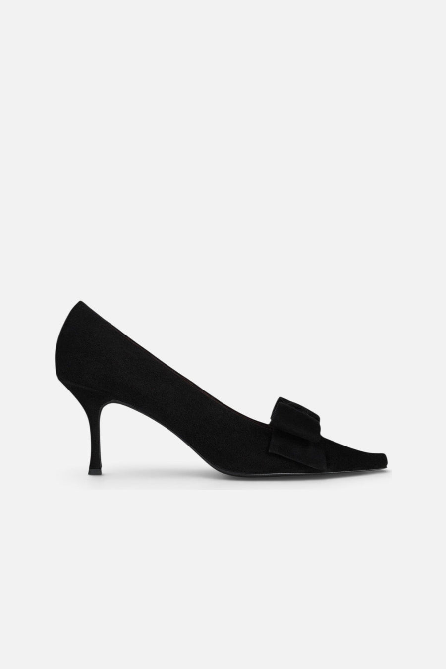 Jeffrey Campbell Manors Heel in Black Suede – side view