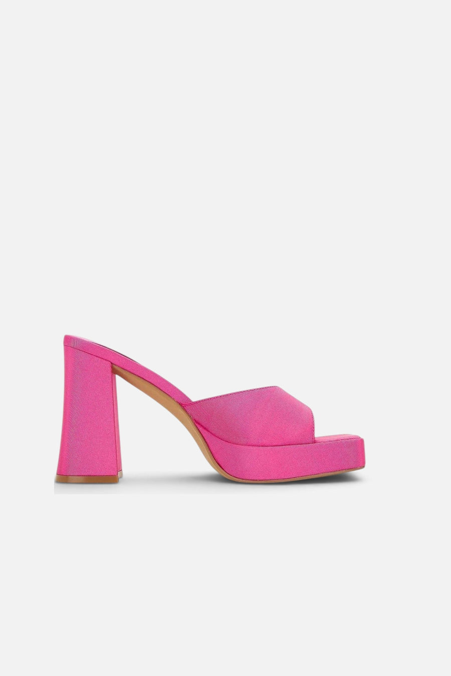 Jeffrey Campbell Ninety Platform Mule in Pink Faille – side view