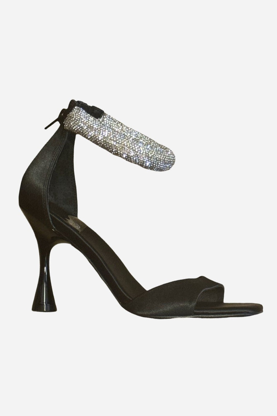 Jeffrey Campbell No Curfew Heels in Black Satin – front view