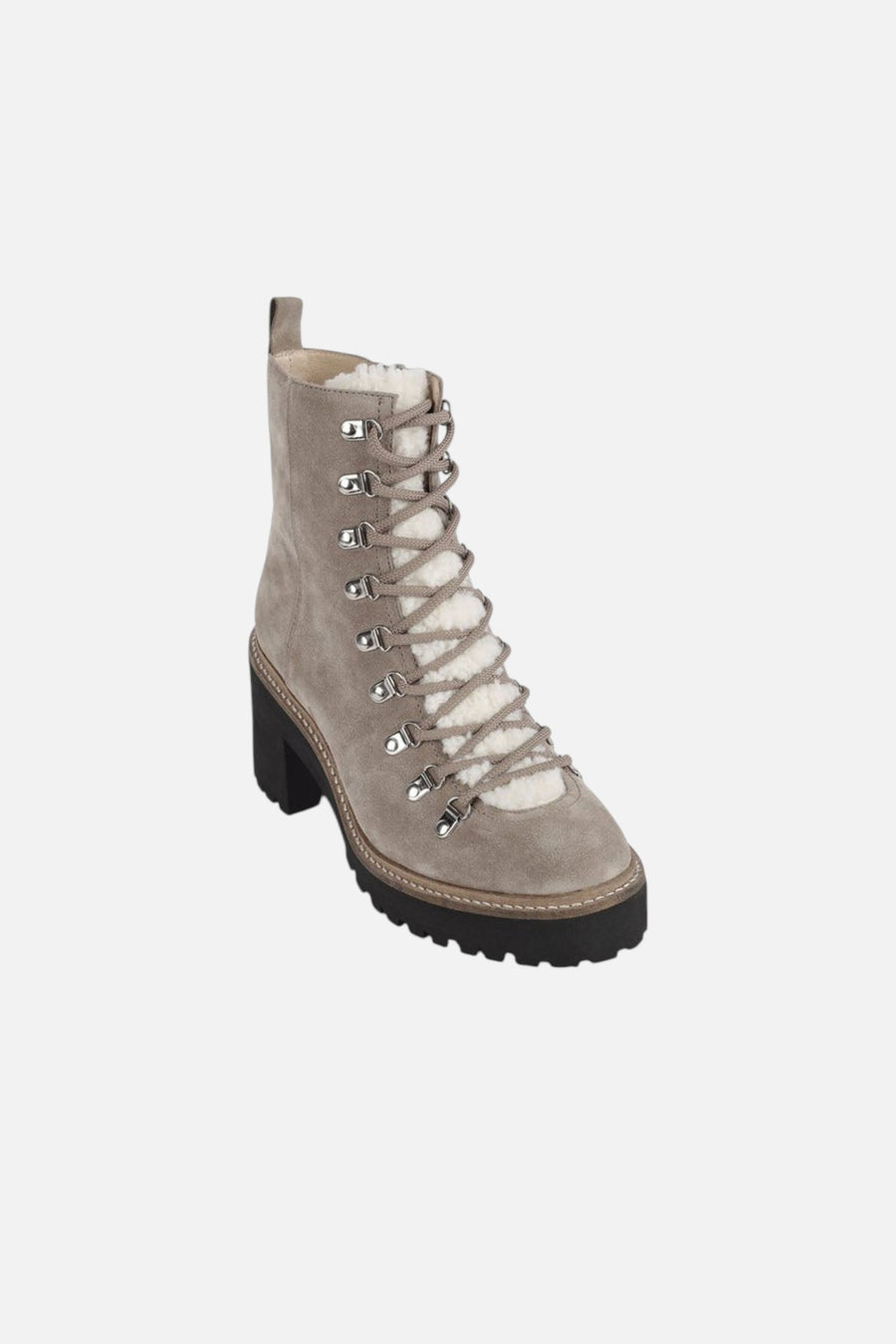 Jeffrey Campbell Owhat Boots In Taupe Suede – three-quarter view