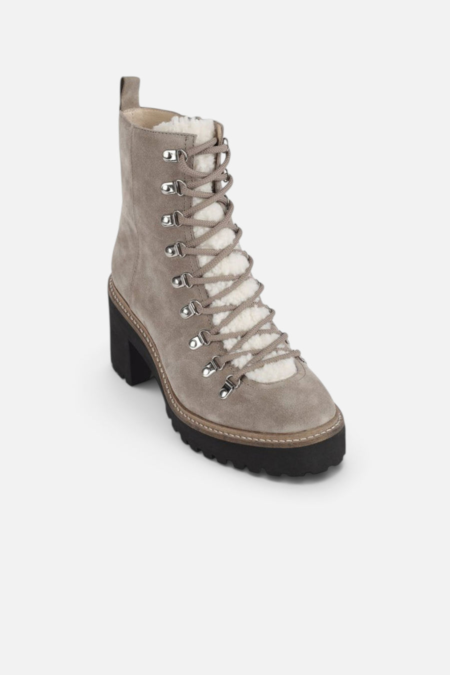 Jeffrey Campbell Owhat Boots In Taupe Suede – three-quarter view