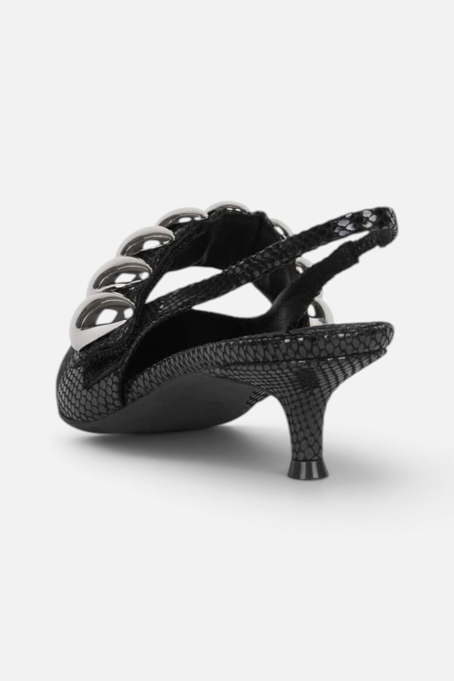 Jeffrey Campbell Persona-SD Heels in Black Shiny Snake Silver – side view