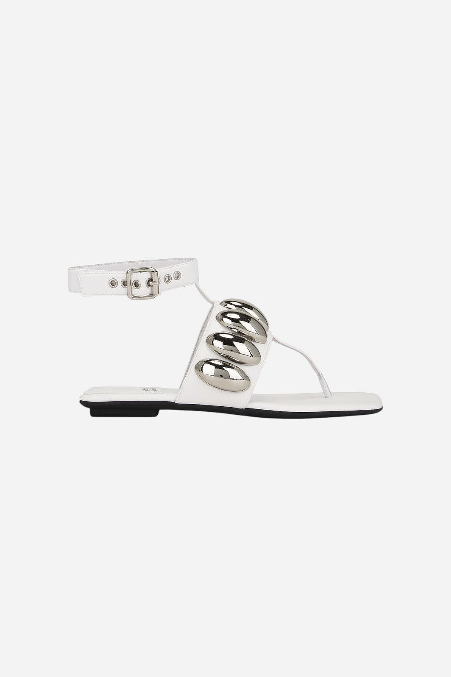 Jeffrey Campbell Resort Sandals in White Silver – front view