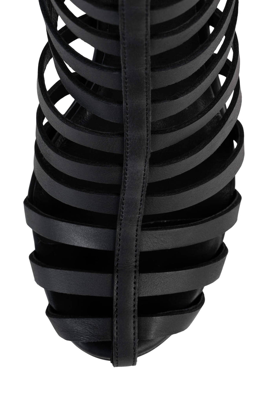 Jeffrey Campbell Santigold Gladiator Boots in Black – flat lay