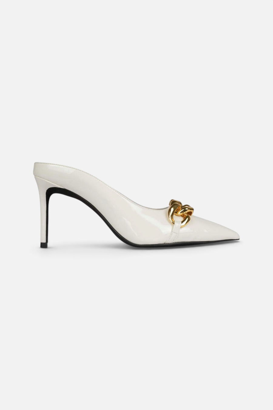Jeffrey Campbell Slithers In White Patent Gold – front view