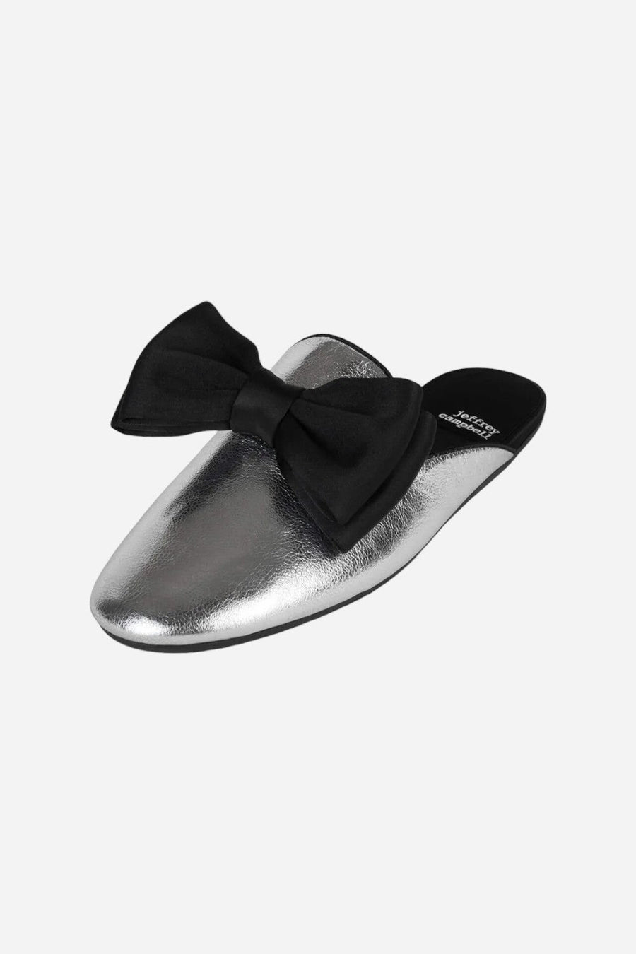 Jeffrey Campbell Spin-Bow Flats in Silver Crinkle – back view