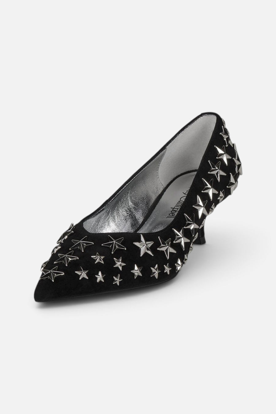 Jeffrey Campbell Starpower Heel in Black Suede Silver – back view