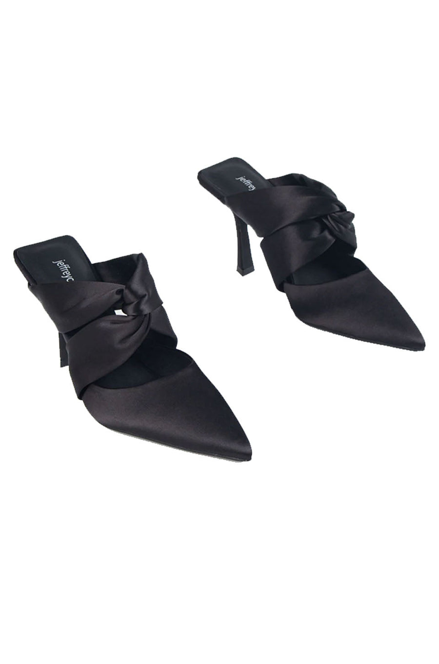 Jeffrey Campbell Tied-Up Heels In Black Satin – back view