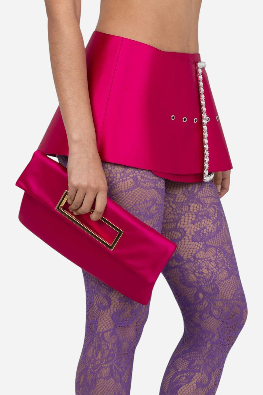 Jeffrey Campbell To-Go in Fuchsia Satin – flat lay