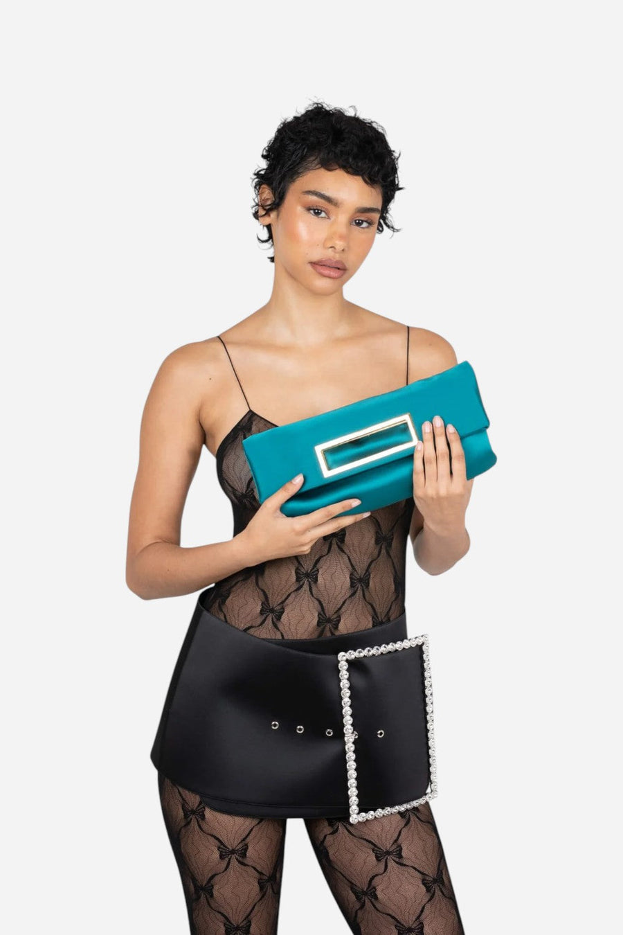 Jeffrey Campbell To-Go in Turquoise Satin – alternate