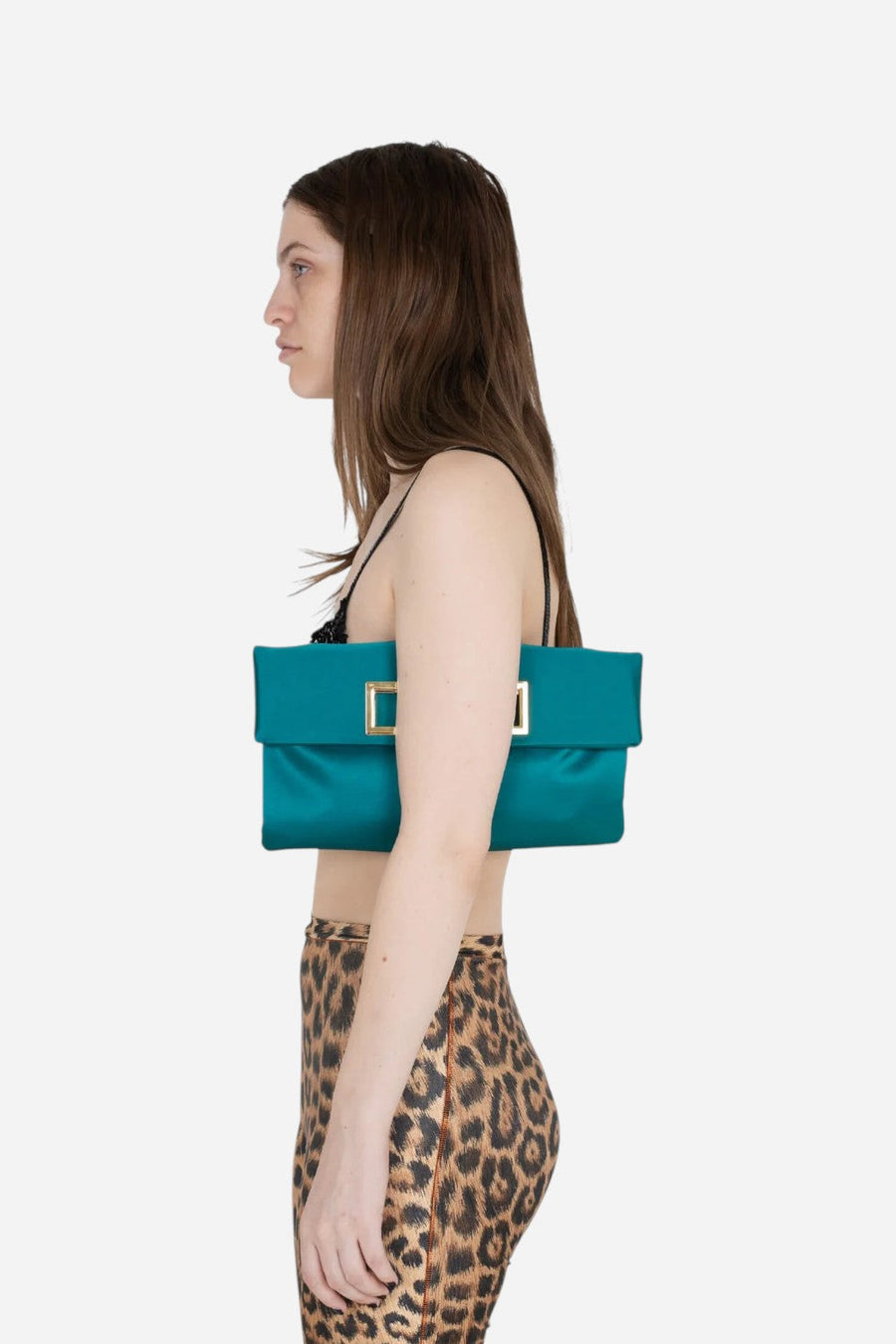 Jeffrey Campbell To-Go in Turquoise Satin – flat lay