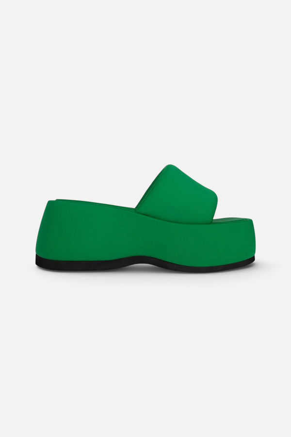Jeffrey Campbell Txt-Me Platform Slide in Green Neoprene