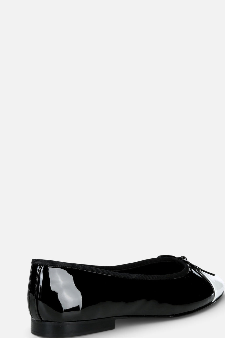 Jeffrey Campbell Women's Arabesque Cap Toe Ballet Flat in Black White Patent – back view