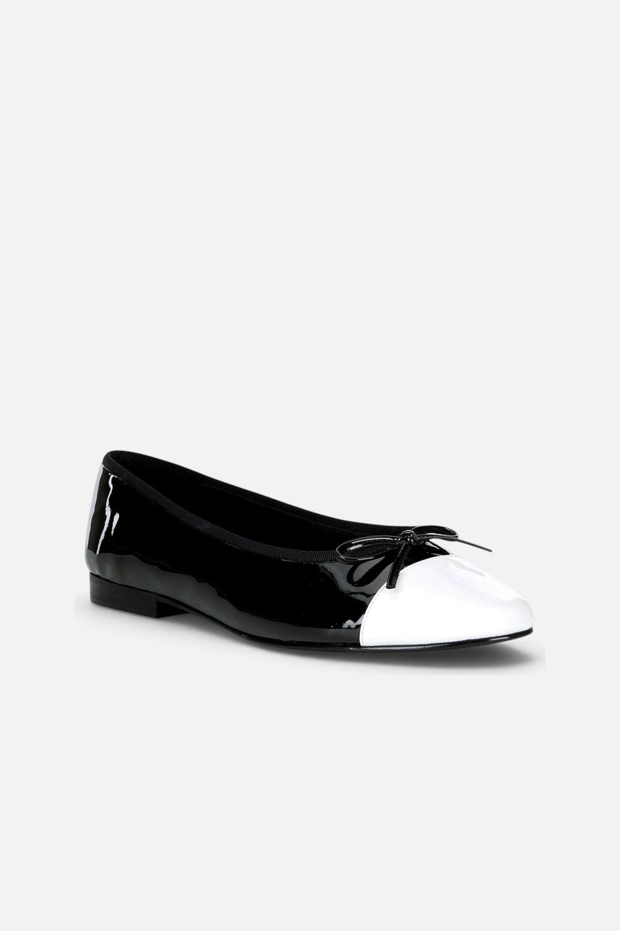 Jeffrey Campbell Women's Arabesque Cap Toe Ballet Flat in Black White Patent – side view