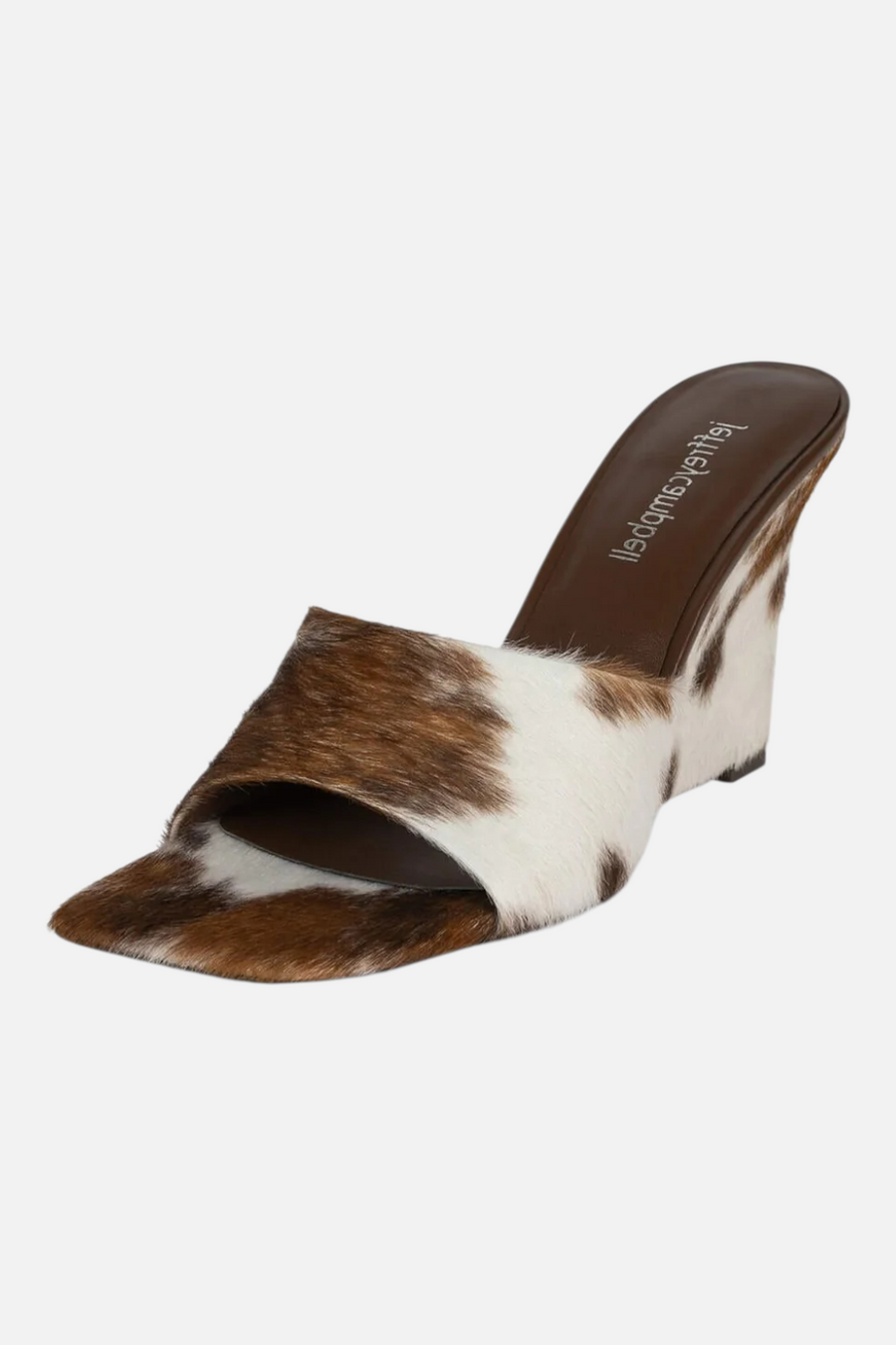 Jeffrey Campbell Women's Capital-F Wedge in Brown White Cow – side view