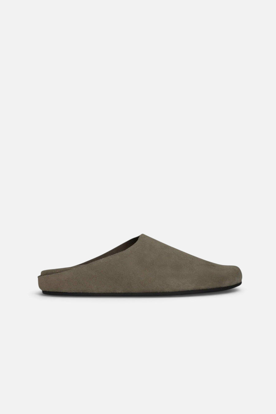 Jeffrey Campbell Women's Content Mule in Light Khaki Suede – side view