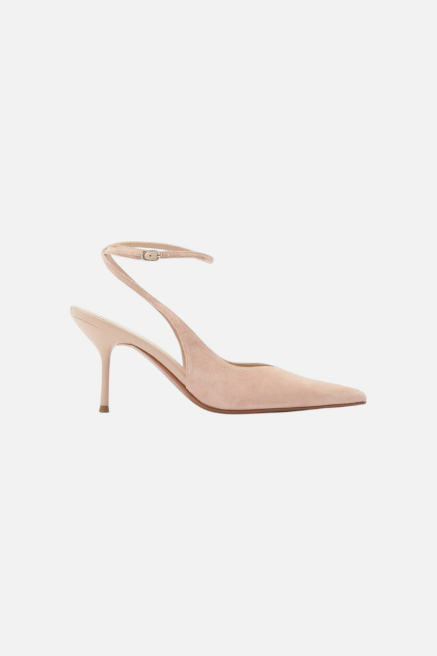 Jeffrey Campbell Women's Executive Ankle Strap Pointed Toe Slingback Pump in Beige Suede – front view