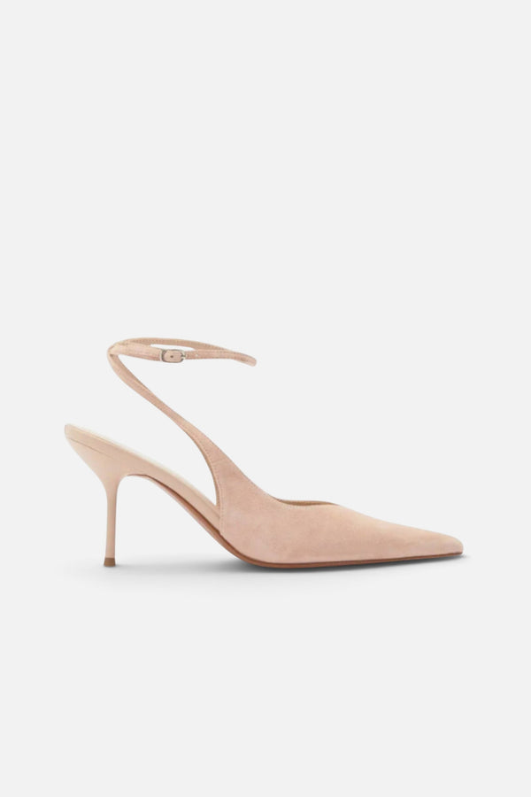 Jeffrey Campbell Women's Executive Ankle Strap Pointed Toe Slingback Pump in Beige Suede