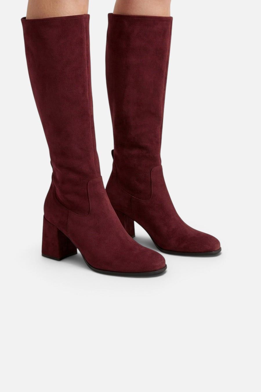 Jeffrey Campbell Women's Hotlava-K2 Boot in Wine Suede – on model