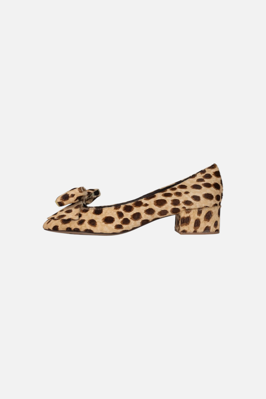 Jeffrey Campbell Women's Maddie-F Block Heel Pump in Beige Brown Spot – detail