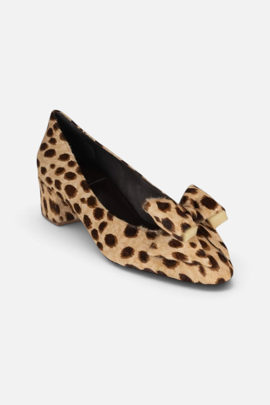 Jeffrey Campbell Women's Maddie-F Block Heel Pump in Beige Brown Spot – three-quarter view