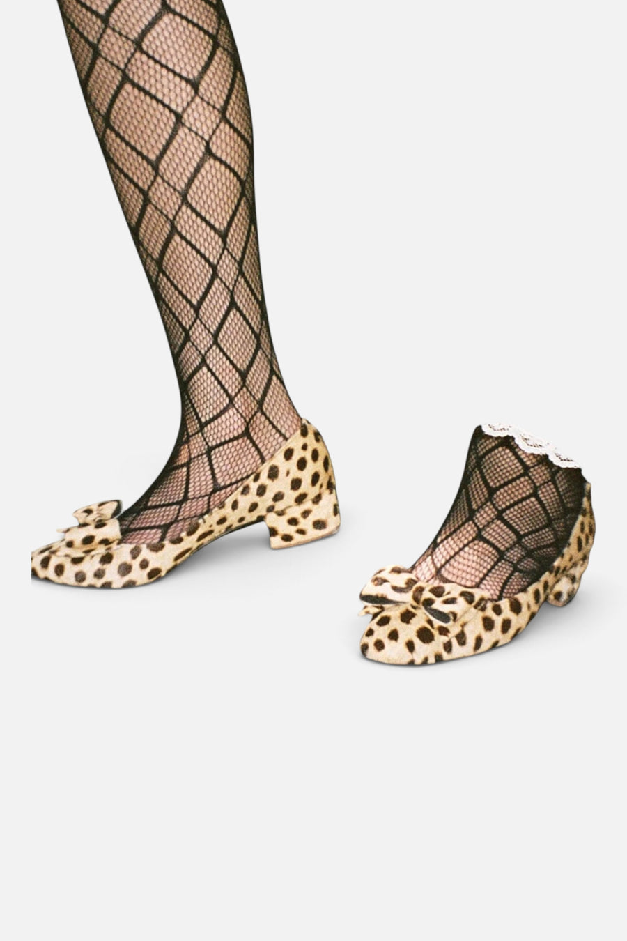 Jeffrey Campbell Women's Maddie-F Block Heel Pump in Beige Brown Spot – on model