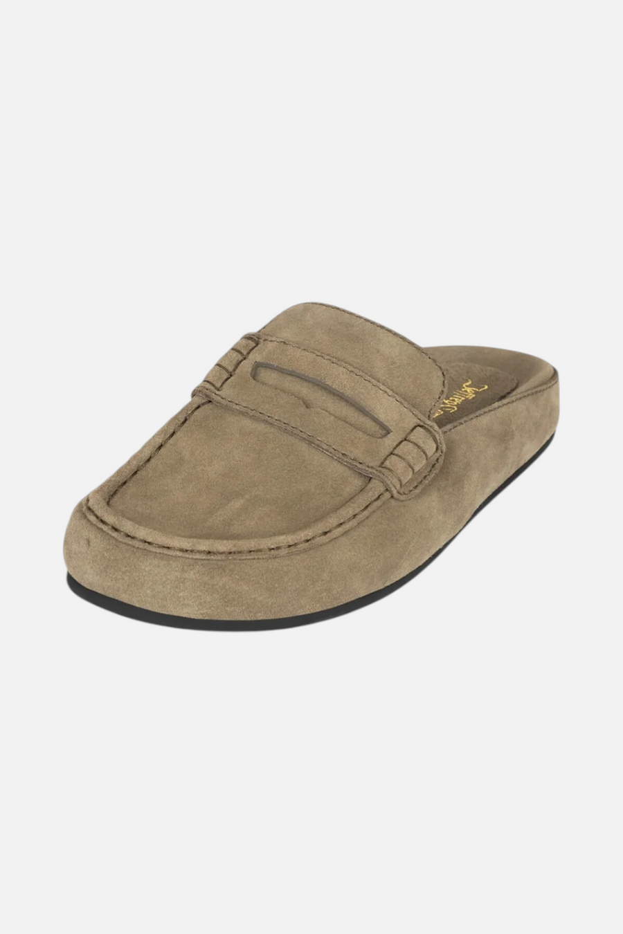 Jeffrey Campbell Women's Miles Loafer in Light Khaki Suede – side view