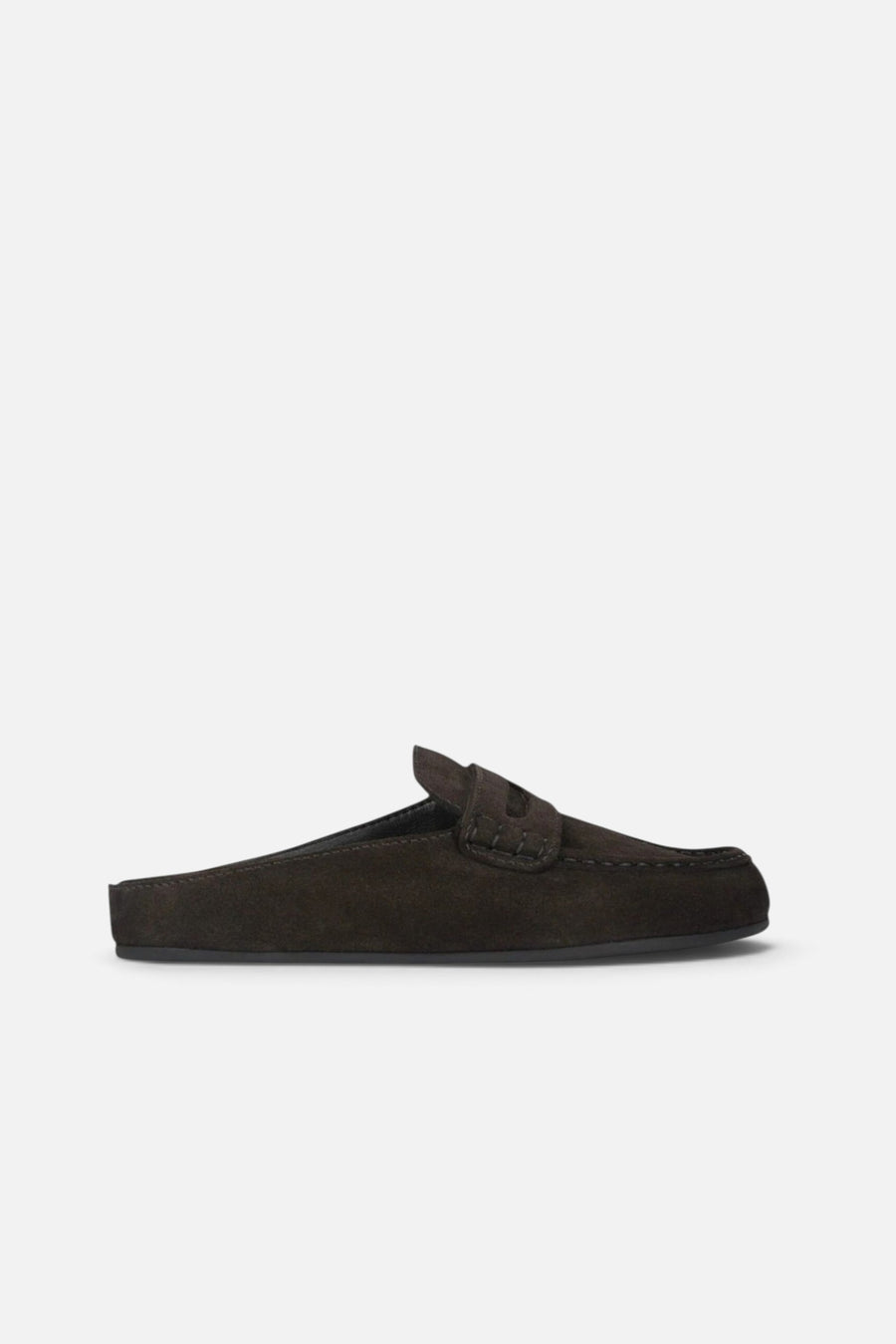 Jeffrey Campbell Women's Miles Loafer Mule in Brown Suede – side view