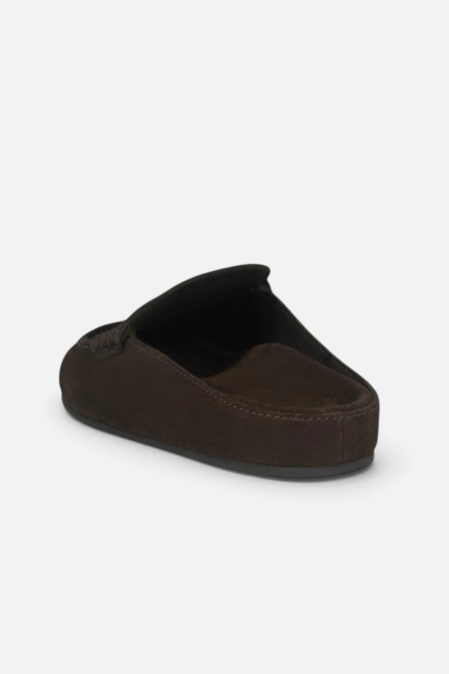 Jeffrey Campbell Women's Miles Loafer Mule in Brown Suede – three-quarter view
