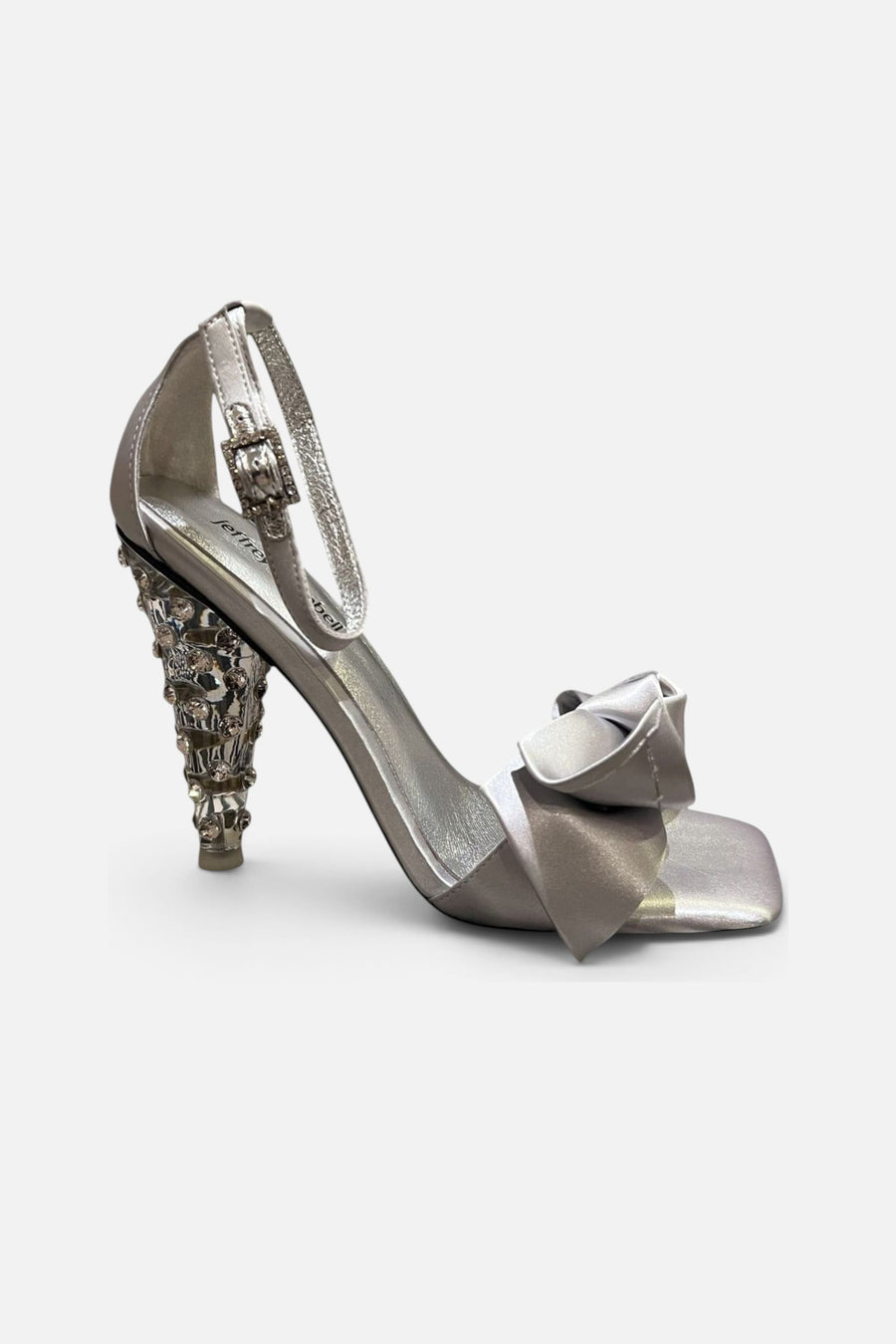 Jeffrey Campbell Women's Queening Lucite Heel Sandal in Silver – side view