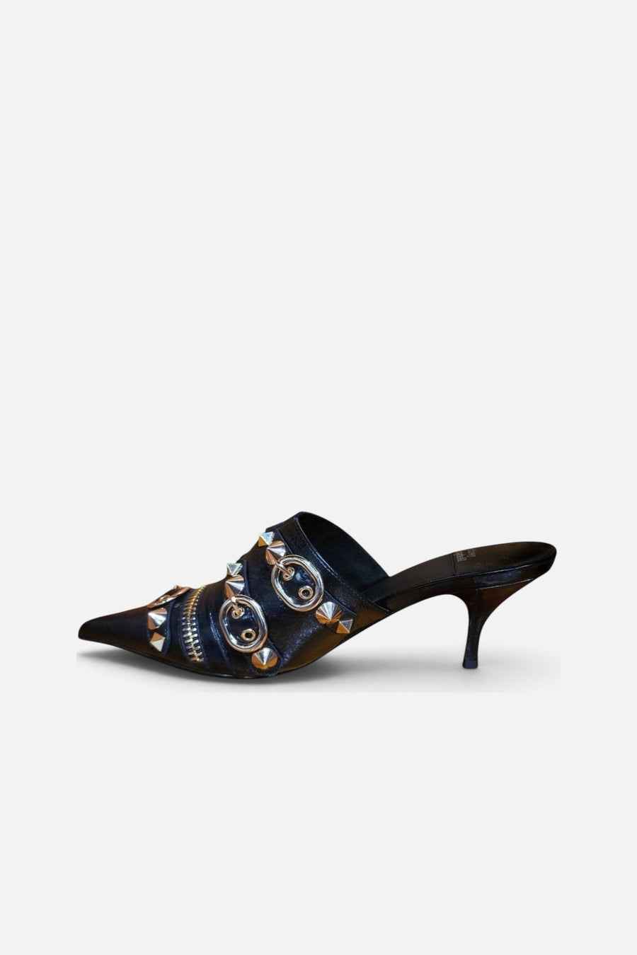 Jeffrey Campbell Women's Rock-On Studded Mule in Black Gold – side view