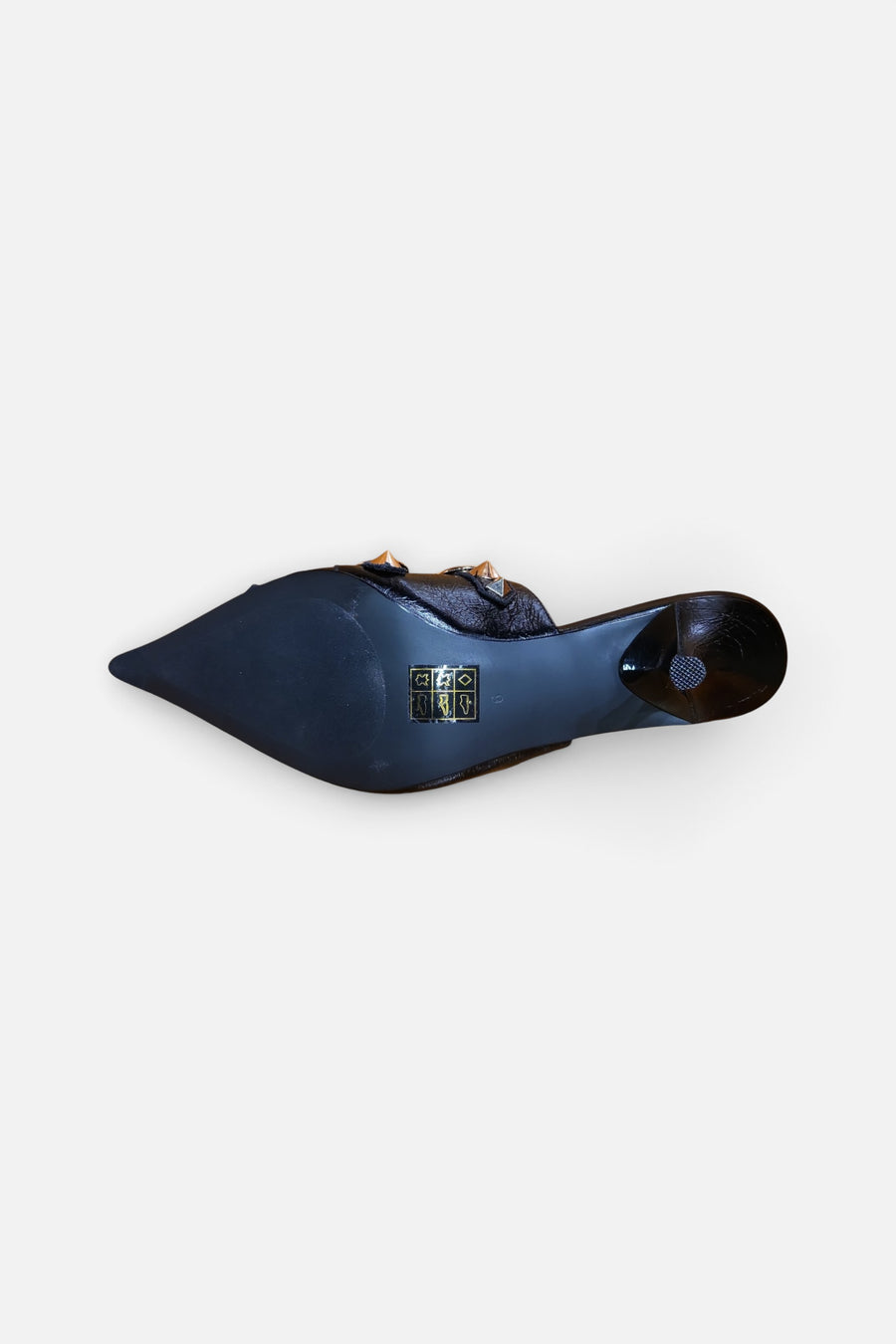 Jeffrey Campbell Women's Rock-On Studded Mule in Black Gold – sole view