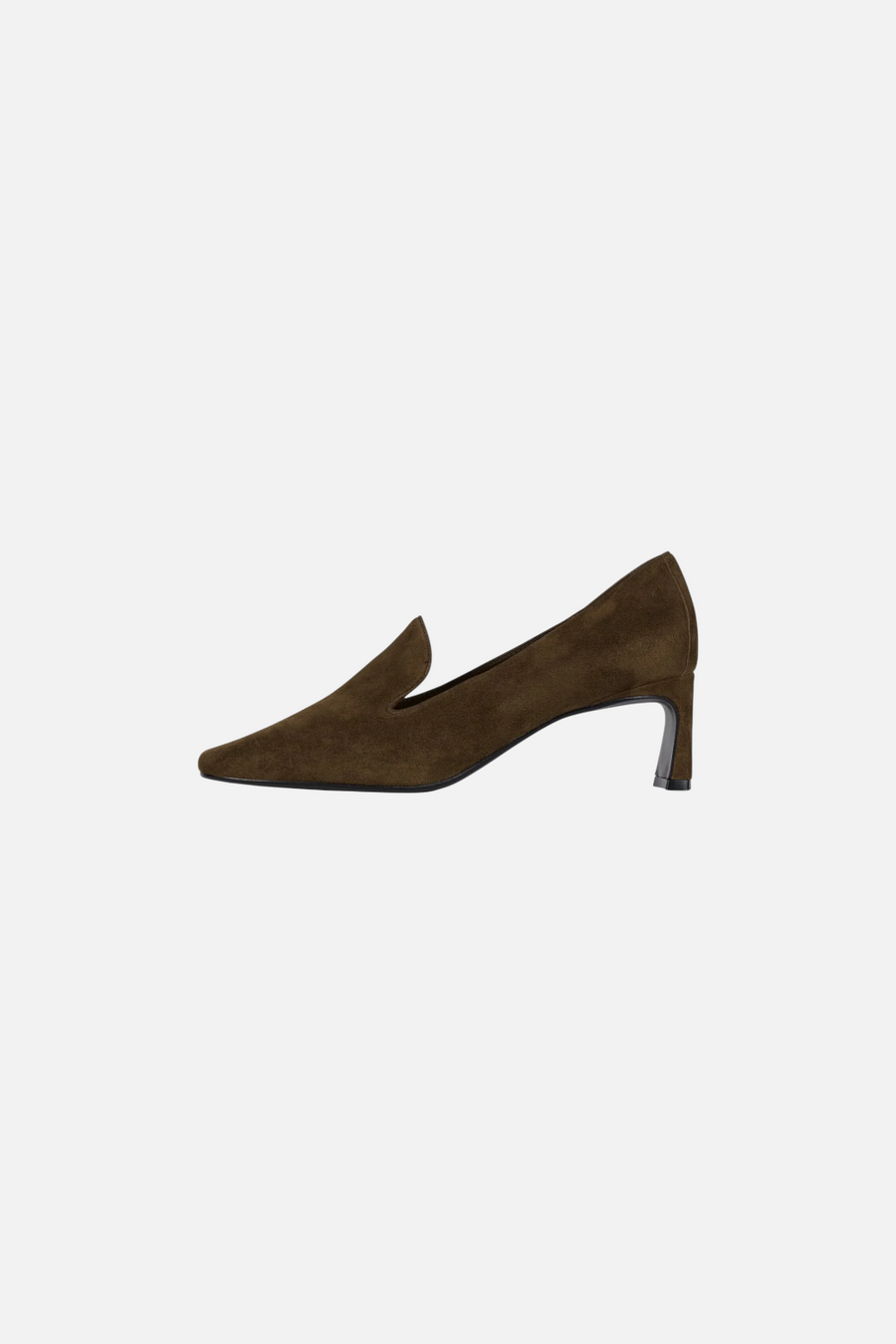 Jeffrey Campbell Women's Tidy Heeled Loafer in Espresso Suede – front view